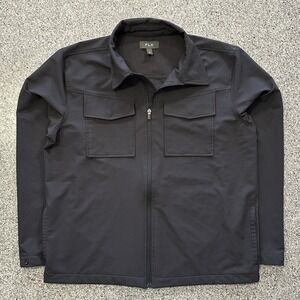 FLX Jacket Mens L Black Full Zip Cargo Casual Lightweight Relaxed Fit